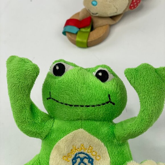 Baby Toy Plush Animal Rattle & Teether Sensory Activity Bundle Monkey Frogs - Picture 4 of 8